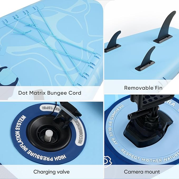 Inflatable Paddle Board,Stand Up Paddle Board Set, Extra Wide SUP Board with Removable Fin, Floating Paddle, Hand Pump, Waterproof Phone Pouch,Traveling Board-StrideForce Fitness