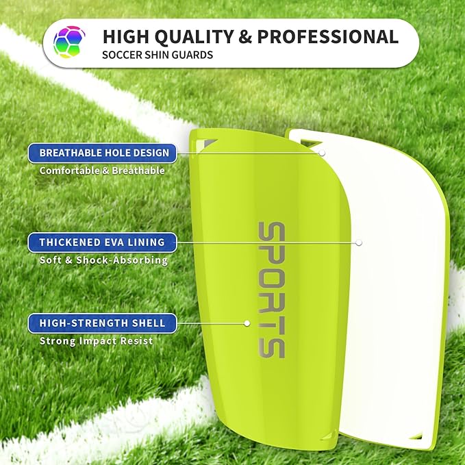 Kids Youth Soccer Shin Guards with Sleeves, Slip in Shinguards Soccer Shin Pads for 3-15 Years Old Boys Girls Child Teens-StrideForce Fitness