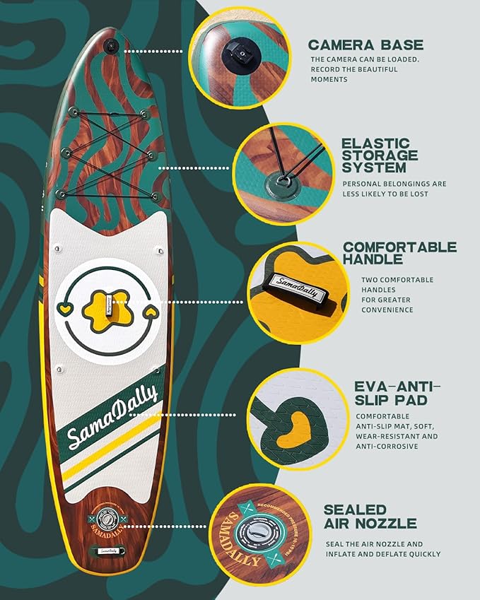 11'Stand Up Paddle Boards Surf Control with Premium SUP Board Accessories Backpack & Removable Fins, 34" Wide Inflatable Paddle Boards of All Skill Levels-StrideForce Fitness