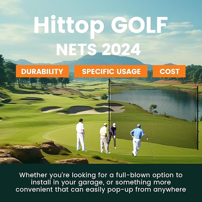 Sports Netting,Golf Practice Net Hitting Net with 33Feet Nylon Rope Also for Baseball, Hockey, Soccer, LAX and More - 10x10ft/10x15ft/10x20ft/10x25ft/10x30ft/10x40ft/10x50ft-StrideForce Fitness