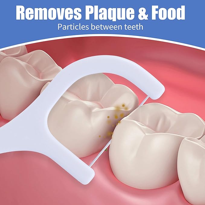 800 Count Dental Floss Picks – Built-in Toothpicks for Deep Cleaning, Comfortable Handle to Remove Plaque & Protect Gums – Family Pack with 50 Picks per Portable Case for Adults & Kids