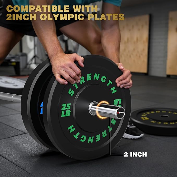 Olympic Rubber Bumper Weight Set - 2 Inch Barbell Plates for Home Gym Strength Training-StrideForce Fitness