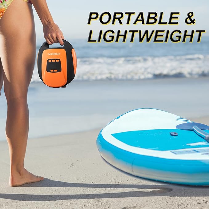 Paddle Board Pump Electric Portable, SUP Pump for Paddleboard, 20PSI Air Compressor with Auto-Off, Deflation Function and 12V DC Car Connector for Inflatables, Kayaks and Boats-StrideForce Fitness