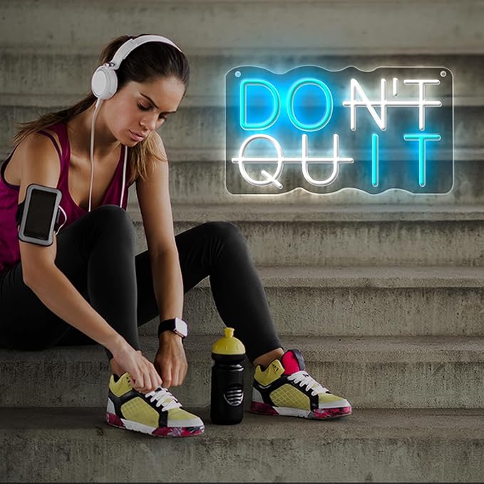Do It Don't Quit Neon Sign USB Powered with Dimmable Switch for Wall Background Decor Room Decoration Inspirational Wall Art Office Bar Gym Parties Events Birthday Party 16.5x9 in-StrideForce Fitness