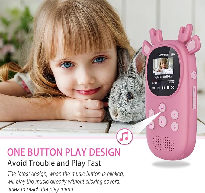 32GB MP3 Players for Kids, Cute Reindeer Portable Music Bluetooth Kid MP3 Player, Child MP3 Player with Bluetooth 5.3,Speaker, FM Radio, Alarm Clock, Voice Recorder, Stopwatch (Support up to 128GB)-StrideForce Fitness