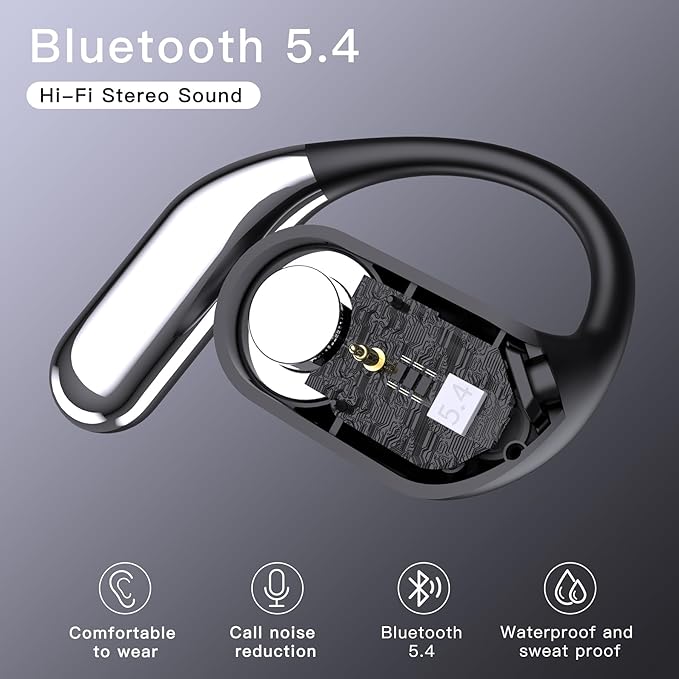 Wireless Earbuds Bluetooth Earbuds Built-in Mic with Ear Hooks 50H Playtime Ear Buds LED Display Charging Case Waterproof Design for Running Fitness-StrideForce Fitness