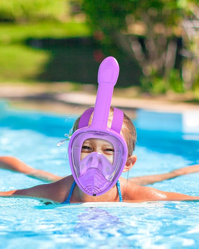 QingSong Kids Snorkel Mask Full Face, Snorkeling Set with Camera Mount, Foldable 180 Degree Panoramic View Snorkeling Gear Anti-Fog Anti-Leak-StrideForce Fitness