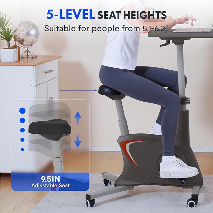 FLEXISPOT Exercise Bike with 2D Desktop, Space Saving Under Desk Bike with Removable Desk, Stationary Bikes Indoor Bikes with 300LBS Heavy Duty 8-Level Resistance Flywheel Optional LCD, V9PRO/V9MAX-StrideForce Fitness