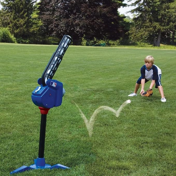 Franklin Sports Baseball Pitching Machine - Adjustable Baseball Hitting & Fielding Practice Machine For Kids - with 6 Baseballs - Great For Practice,Blue, Small-StrideForce Fitness