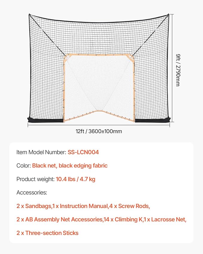 VEVOR Portable Lacrosse Goal - Complete Training Accessory Set with Extended Coverage for Youth and Adults-StrideForce Fitness