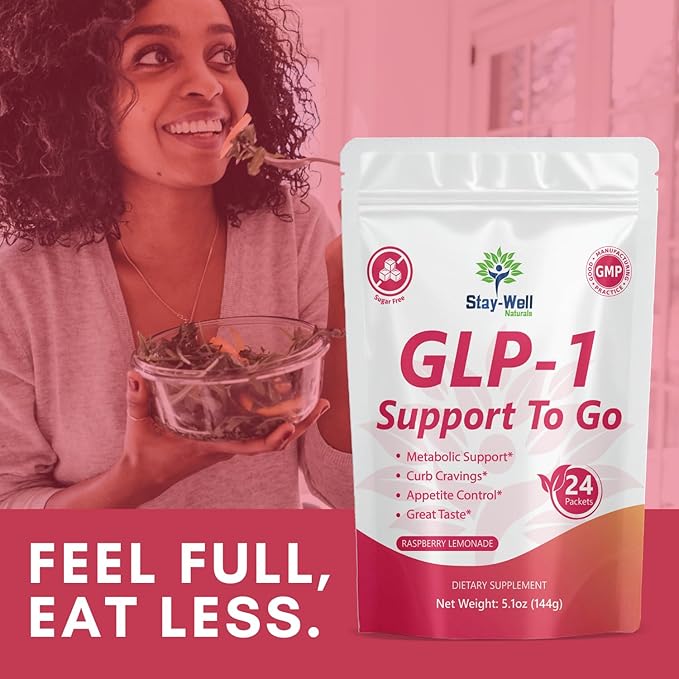 GLP-1 Supplement | Natural GLP-1 Production | GLP 1 Booster Drink Mix to Control Appetite and Cravings | Great Tasting Metabolic Support - Yerba Mate, Garcinia Cambogia, Berberine [Raspberry Lemonade]-StrideForce Fitness