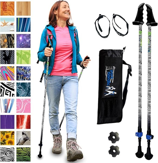 York Nordic Motivator Walking Poles for Balance and Rehab - Patented Stability Grips - Lightweight, Adjustable, and Collapsible - 2 Pieces Adjustable w/flip Locks - Heights 4'6" up to 6'2" - 230 lbs-StrideForce Fitness