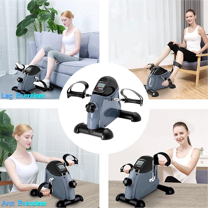 Mini Exercise Bike, himaly Under Desk Bike Pedal Exerciser Portable Foot Cycle Arm & Leg Peddler Machine with LCD Screen Displays-StrideForce Fitness