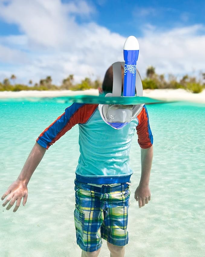 QingSong Kids Snorkel Mask Full Face, Snorkeling Set with Camera Mount, Foldable 180 Degree Panoramic View Snorkeling Gear Anti-Fog Anti-Leak-StrideForce Fitness