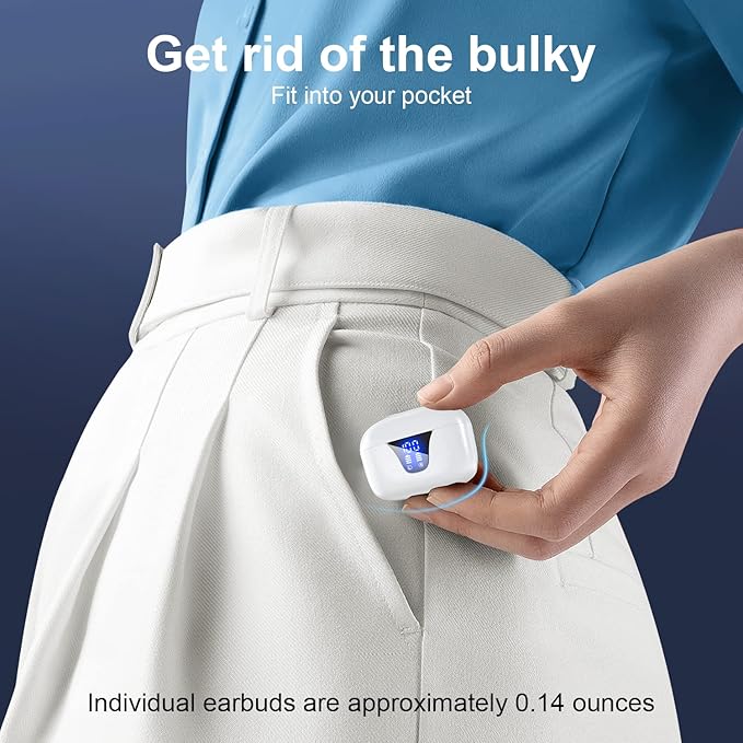 ZIUTY Wireless Earbuds Bluetooth Headphones, 50H Playtime Ear Buds with Mic, LED Digital Display Charging Case, IPX7 Waterproof, Deep Bass Stereo, in-Ear Earphone for iPhone Andriod Phone-StrideForce Fitness