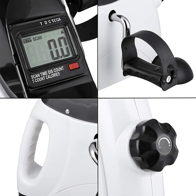 Mini Exercise Bike, himaly Under Desk Bike Pedal Exerciser Portable Foot Cycle Arm & Leg Peddler Machine with LCD Screen Displays-StrideForce Fitness