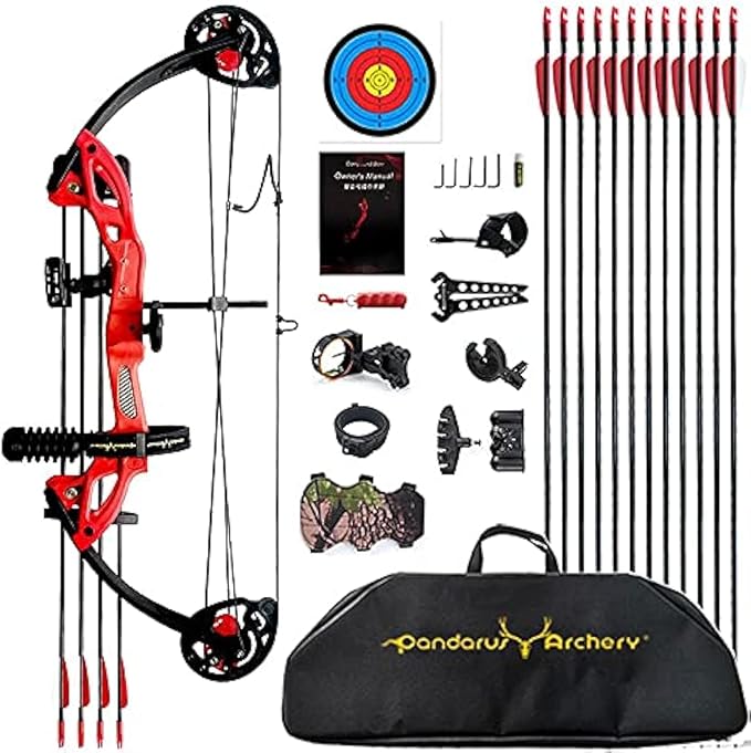 Compound Bow Archery for Youth and Beginner, Right Handed,19”-28” Draw Length,15-29 Lbs Draw Weight, 260 fps-StrideForce Fitness