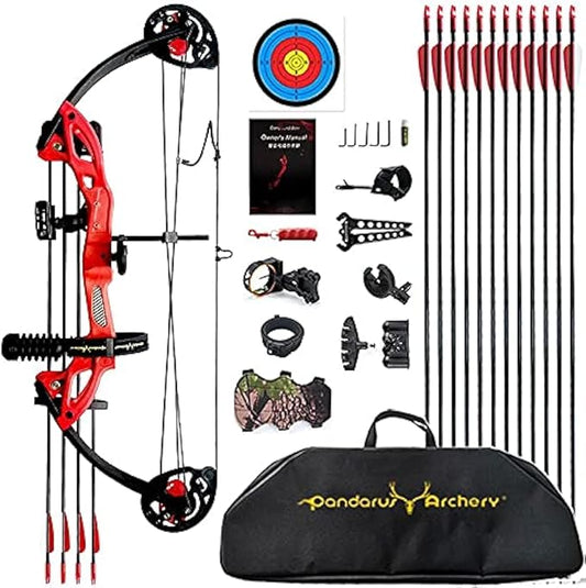 Compound Bow Archery for Youth and Beginner, Right Handed,19”-28” Draw Length,15-29 Lbs Draw Weight, 260 fps-StrideForce Fitness