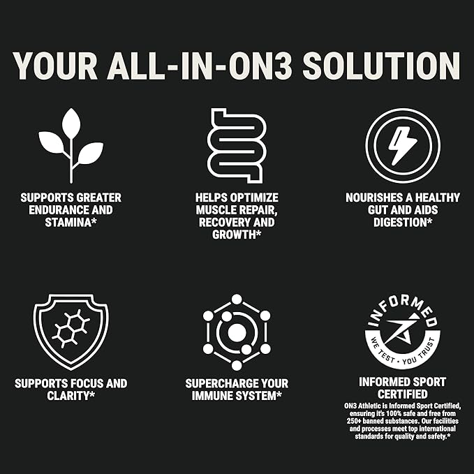 ON3 Athletic Protein Greens Supplement with chlorella, eleuthero and MCT Powder (30 Servings, Herbal)-StrideForce Fitness