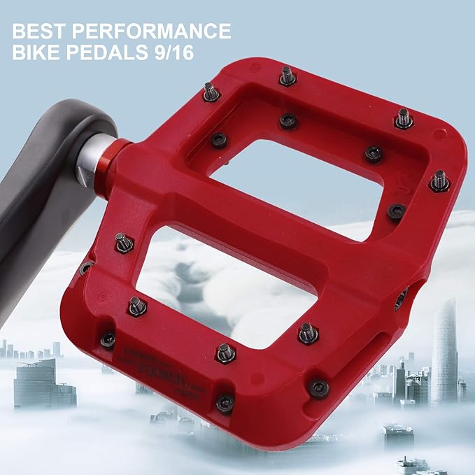 FOOKER MTB Pedals Mountain Bike Pedals 3 Bearing Non-Slip Lightweight Nylon Fiber Bicycle Platform Pedals for BMX MTB 9/16"-StrideForce Fitness