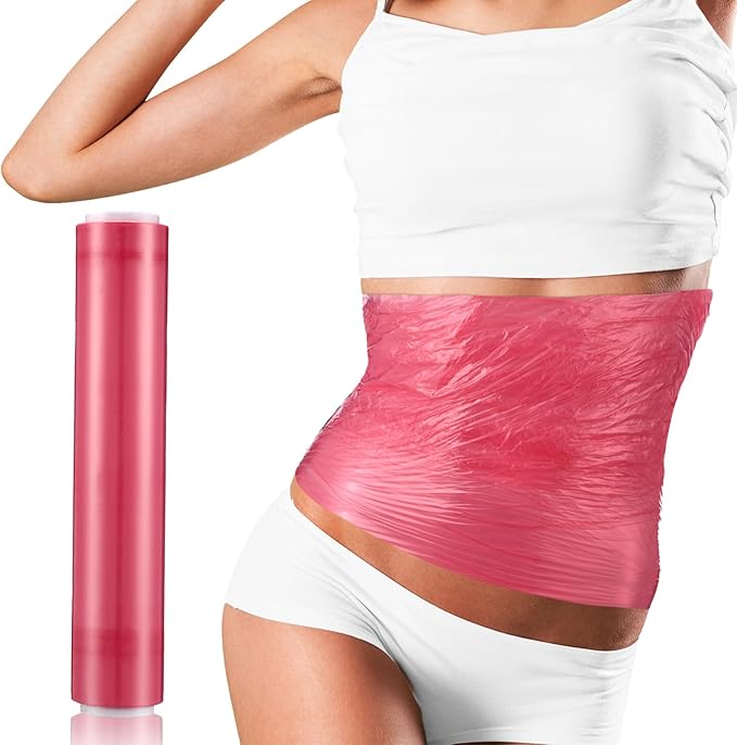 60 Meters Rose Red Osmotic Plastic Body Wrap, Workout and Sweat Enhancer Stomach Wrap Body Wrap Film Applicator Power Wrap(1 Rolls)-StrideForce Fitness