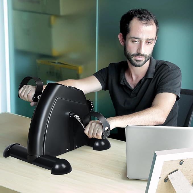 Mini Exercise Bike, himaly Under Desk Bike Pedal Exerciser Portable Foot Cycle Arm & Leg Peddler Machine with LCD Screen Displays-StrideForce Fitness