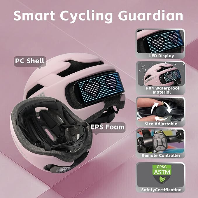 Smart Bike Helmet with Light: Bicycle Helmets for Adult Teens for Mountain & Road Cycling Electric Scooter Skateboard Skating-StrideForce Fitness