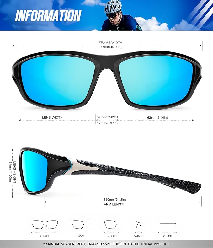 KALIYADI Polarized Sunglasses-Men Sports Sunglassses: Mens Sunglasses with UV Protection for Fishing Driving Cycling Running-StrideForce Fitness