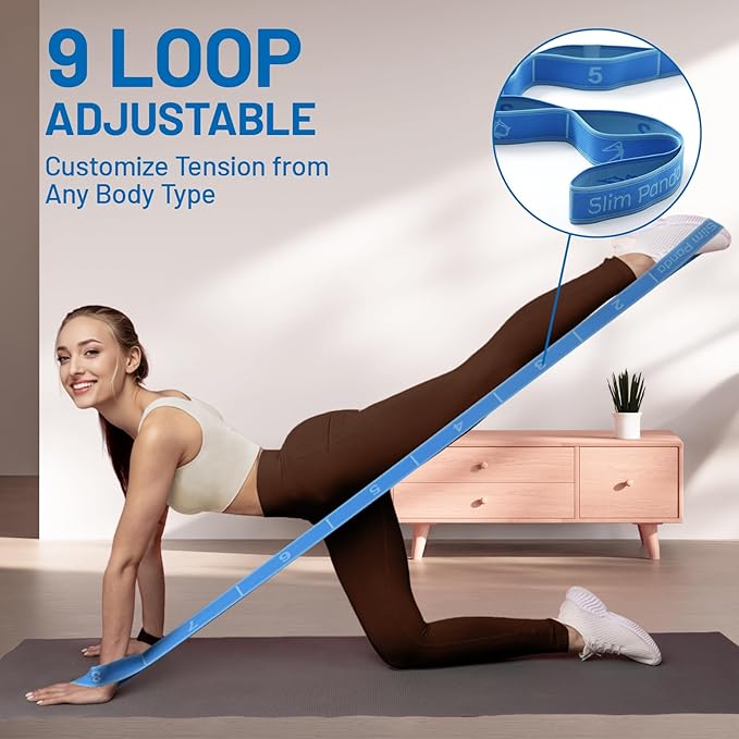 Slim Panda Stretch Strap, Dance Stretch Bands Flexibility, Elastic Yoga Stretching Strap with 9 Loops for Physical Therapy, Pilates, Yoga, Ballet, Gymnastics Stretching Bands for Exercise-StrideForce Fitness