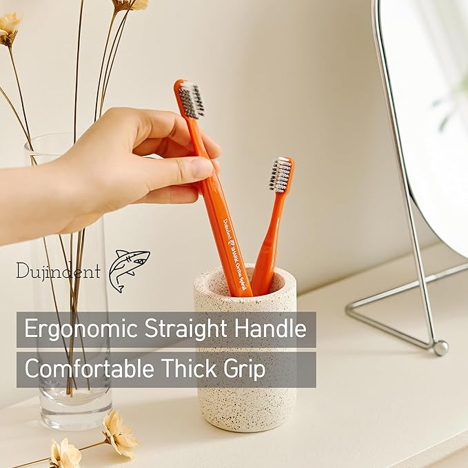 Orthodontic Toothbrush for Braces [6 Packs][Made in Korea] V Trim Cutting Tapered Gentle Bristles Braces Toothbrush for Brackets and Wires Cleaning (Shark Ortho Spiral, 6 Pack)