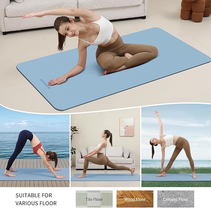 Extra Thick 8mm Yoga Mat, 72"x28" Non Slip Exercise Mat, Reversible 2-Sided Dual Color Premium POE Material, with Carrying Strap for Yoga, Pilates, Home Gym-StrideForce Fitness