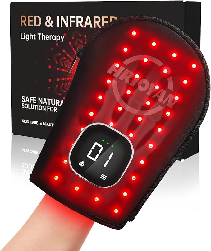 Cordless Red Light Therapy Glove,USB Rechargeable LED Infrared Light Therapy for Pain Relief,Red Light Therapy for Hands Palms Wrists and Elbows,660nm & 850nm,with Zipper Design-StrideForce Fitness