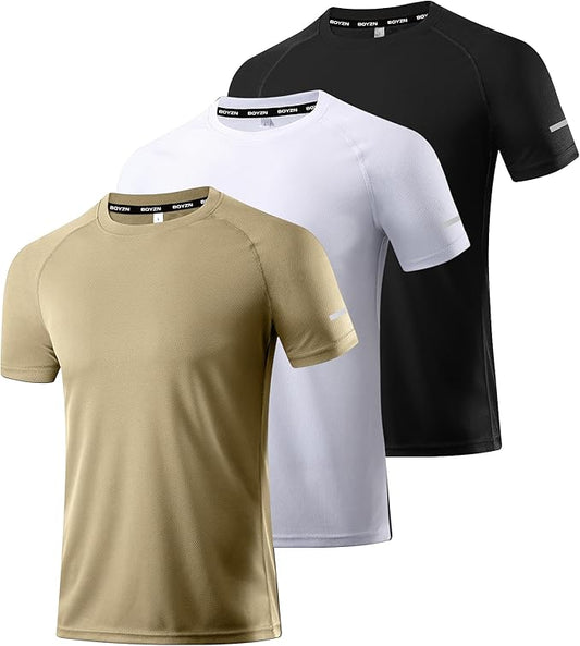 Boyzn 1, 3, 5 or 7 Pack Men's Workout Running Shirts, Dry Fit Moisture Wicking T-Shirt, Gym Athletic Short Sleeve Tee Shirts-StrideForce Fitness