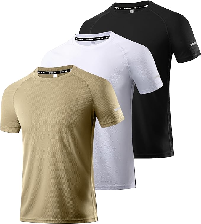 Boyzn 1, 3, 5 or 7 Pack Men's Workout Running Shirts, Dry Fit Moisture Wicking T-Shirt, Gym Athletic Short Sleeve Tee Shirts-StrideForce Fitness