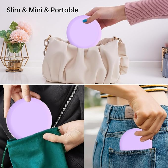 Retainer Case, Slim Aligner Case Compatible with Invisalign, Cute Retainer Box with Silicone Pad, Purple