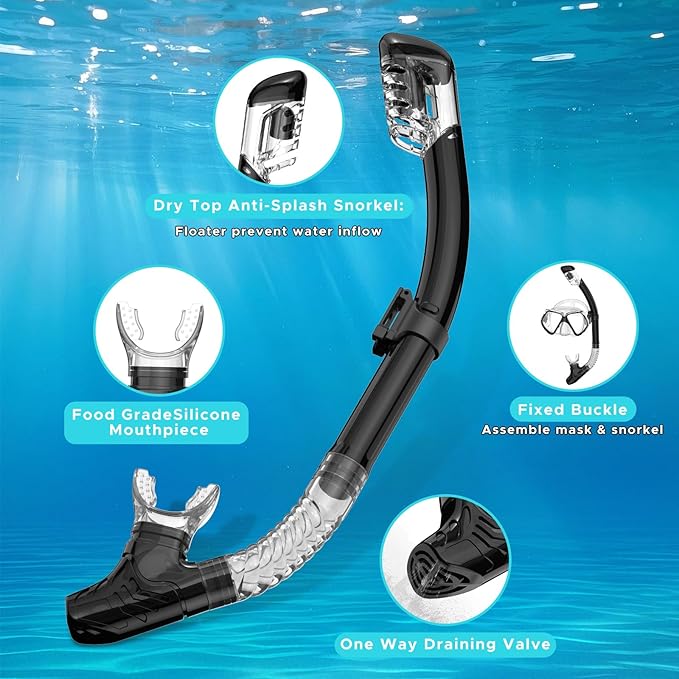 2 Pack Snorkeling Gear for Adults, Dry Snorkel, Mask Set Adult, Diving Scuba Mask, Scuba Gear, Swimming Goggles with Nose Cover, Swim Freediving Tempered Glass Panoramic View Travel Packages-StrideForce Fitness