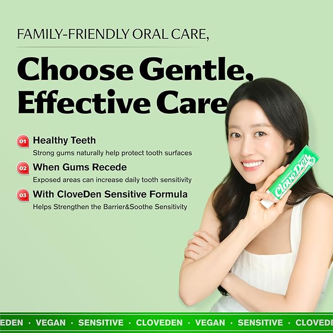 Vegan Fluoride Toothpaste for Sensitive Teeth – Potassium Nitrate & Hydroxyapatite Enamel Support, Anti-Plaque Gum Care, Sensitivity Relief Formula, SLS-Free, Clove Mint, 3.52oz / 100g