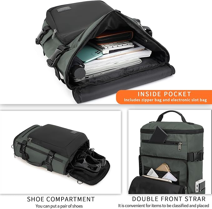 Kalesi Gym Duffle Bag Backpack 4-Way Waterproof with Shoes Compartment for travel Sport Hiking laptop Business-grey-StrideForce Fitness