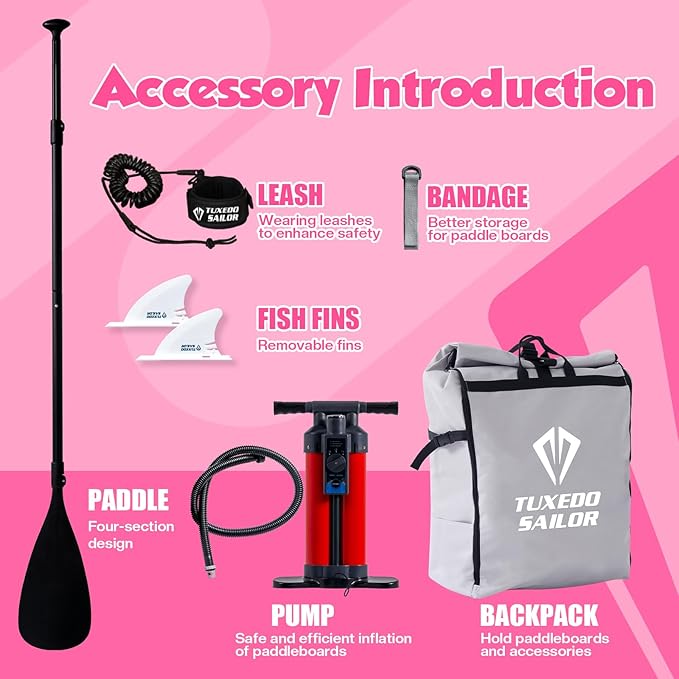 Tuxedo Sailor Kids Inflatable Paddle Board Lightweight and Safe Fishing Stand Up Paddle Board for Adults with Accessories-StrideForce Fitness