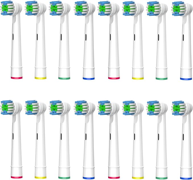 Replacement Heads Compatible with Oral B Braun Electric Toothbrush - DuPont Soft Bristles Tooth Brush for Gentle Gum Care, Pack of 16