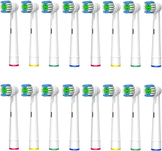 Replacement Heads Compatible with Oral B Braun Electric Toothbrush - DuPont Soft Bristles Tooth Brush for Gentle Gum Care, Pack of 16