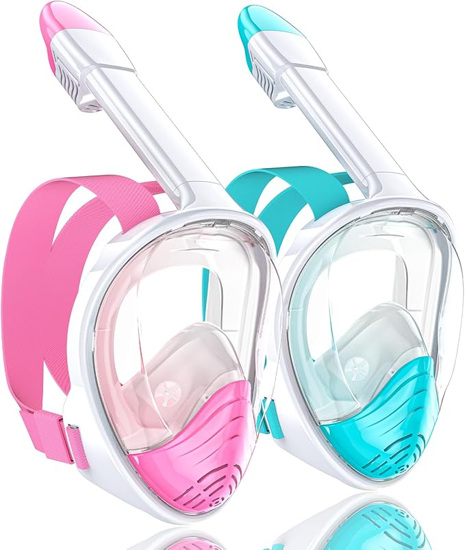 QingSong Full Face Snorkel Mask for Adults, Snorkeling Gear with Camera Mount, 180 Degree Panoramic View Snorkel Set Anti-Fog Anti-Leak-StrideForce Fitness