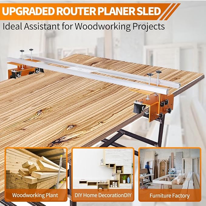 Router Sled, Slab Flattening Jig, 58 inches Router Sled for Flattening Slabs,Adjustable Trimming Planing Machine for Woodworking-StrideForce Fitness