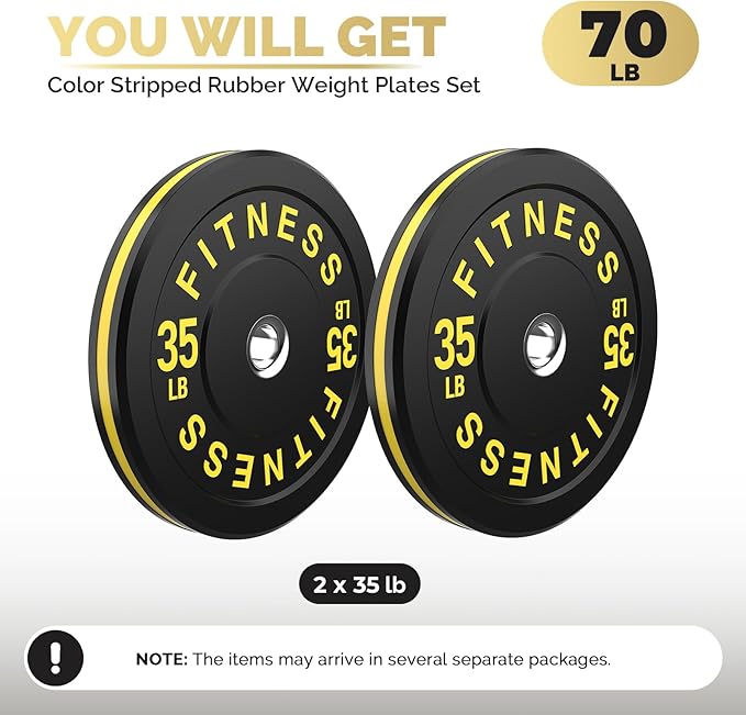 2 Inch Bumper Plates，10-500lbs，Barbell Rubber Olympic Weight Plates Set for Home Gym, Strength Training & Weight Lifting, Multiple Options Colors-StrideForce Fitness