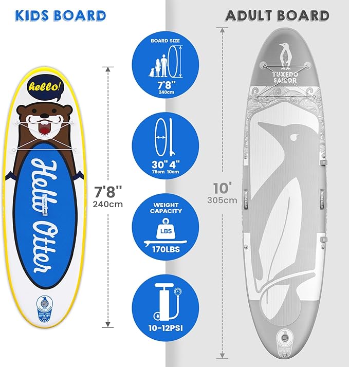 Tuxedo Sailor Kids Inflatable Paddle Board Lightweight and Safe Fishing Stand Up Paddle Board for Adults with Accessories-StrideForce Fitness