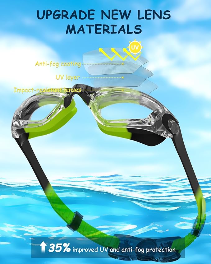 Kids Swim Goggles, Swimming Goggles for Kids Toddlers 3-14 with Swim Cap, Nose Clip, Nose Bridge, Ear Plugs-StrideForce Fitness
