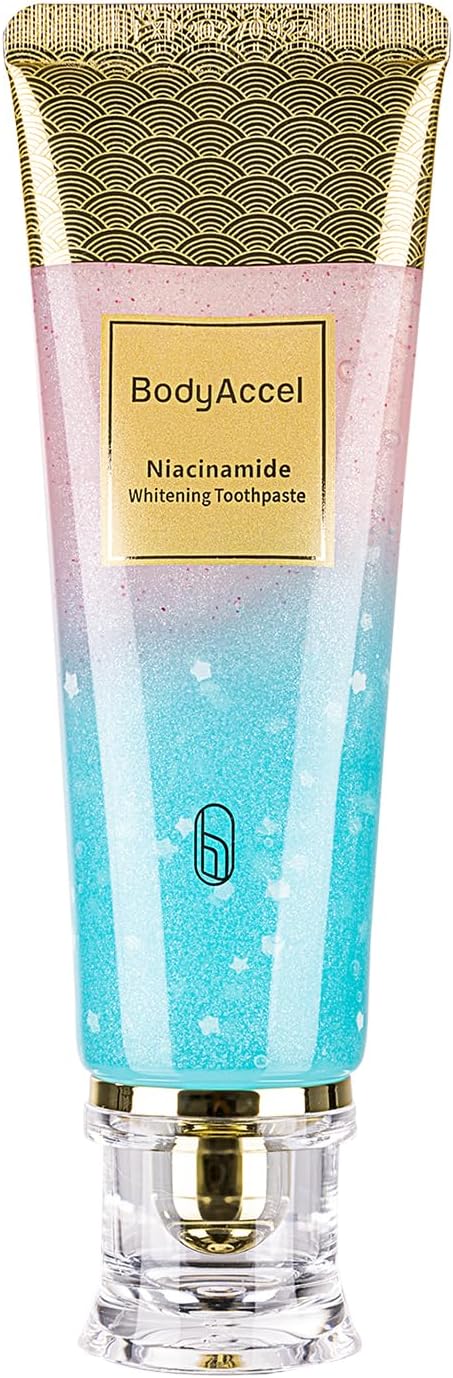 BodyAccel Niacinamide Whitening Toothpaste, Brightens and Whitens Teeth, Stain Removal Natural Gentle, Fresh Breath
