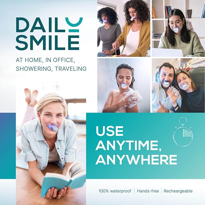 Teeth Whitening Kit with LED - Formulated for Sensitive Teeth, Hands-Free, Waterproof LED Light and 4 Gel Pens, Instant Results