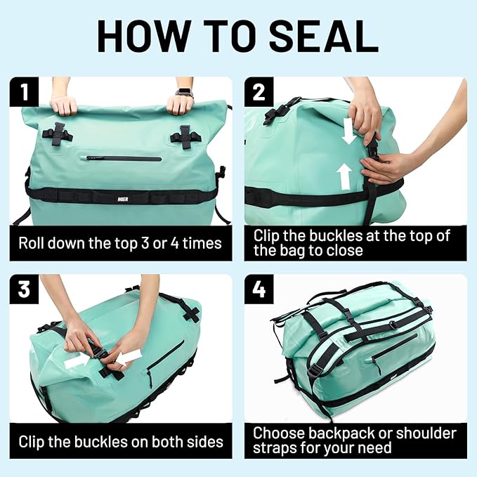 MIER Large Waterproof Duffel Bag Rolltop Dry Backpack Duffle Bags for Kayaking, Rafting, Boating, Swimming, Camping, Travel, Gym, Beach, 60L/80L-StrideForce Fitness
