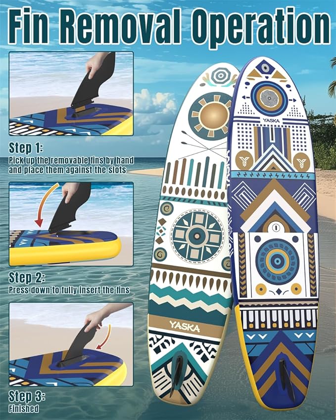 YASKA Inflatable Stand Up Paddle Board - 11ft Extra Wide Paddleboard with Premium SUP Board Accessories,Camera Mount,Non-Slip EVA Deck,5 Handles,Youth/Adult-StrideForce Fitness